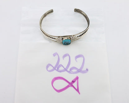 Navajo Bracelet 925 Silver Sleeping Beauty Turquoise Artist Signed LT CHEE C80s