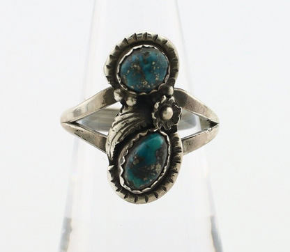 Navajo Ring 925 Silver Natural AAA Blue Morenci Turquoise Signed Tom Willeto C80