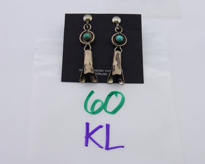 Navajo Paw Earrings 925 Silver Blue Turquoise Native American Artist C.80's