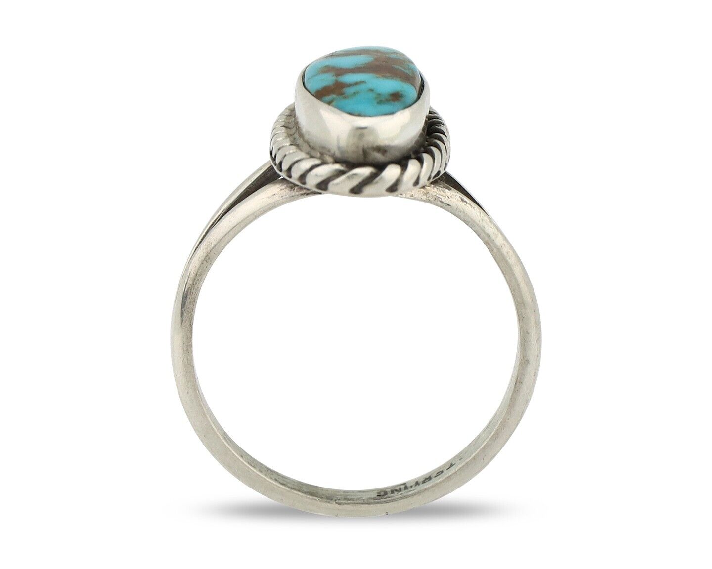 Navajo Ring 925 Silver Kingman Turquoise Native American Artist C.80's