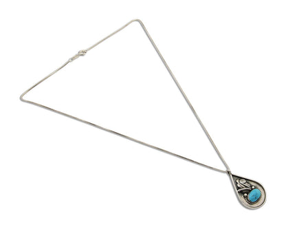 Navajo Necklace 925 Silver Natural Turquoise Artist Signed Jason Bahe C.80's