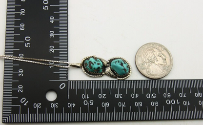 Navajo Necklace 925 Silver Natural Turquoise Artist Signed Tom Willeto C.80's
