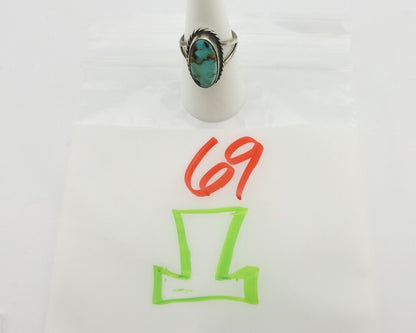 Navajo Ring 925 Silver Natural Blue Turquoise Native American Signed C.80's