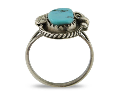 Navajo Ring .925 Silver Natural Slab Turquoise Signed Justin Morris C.80's