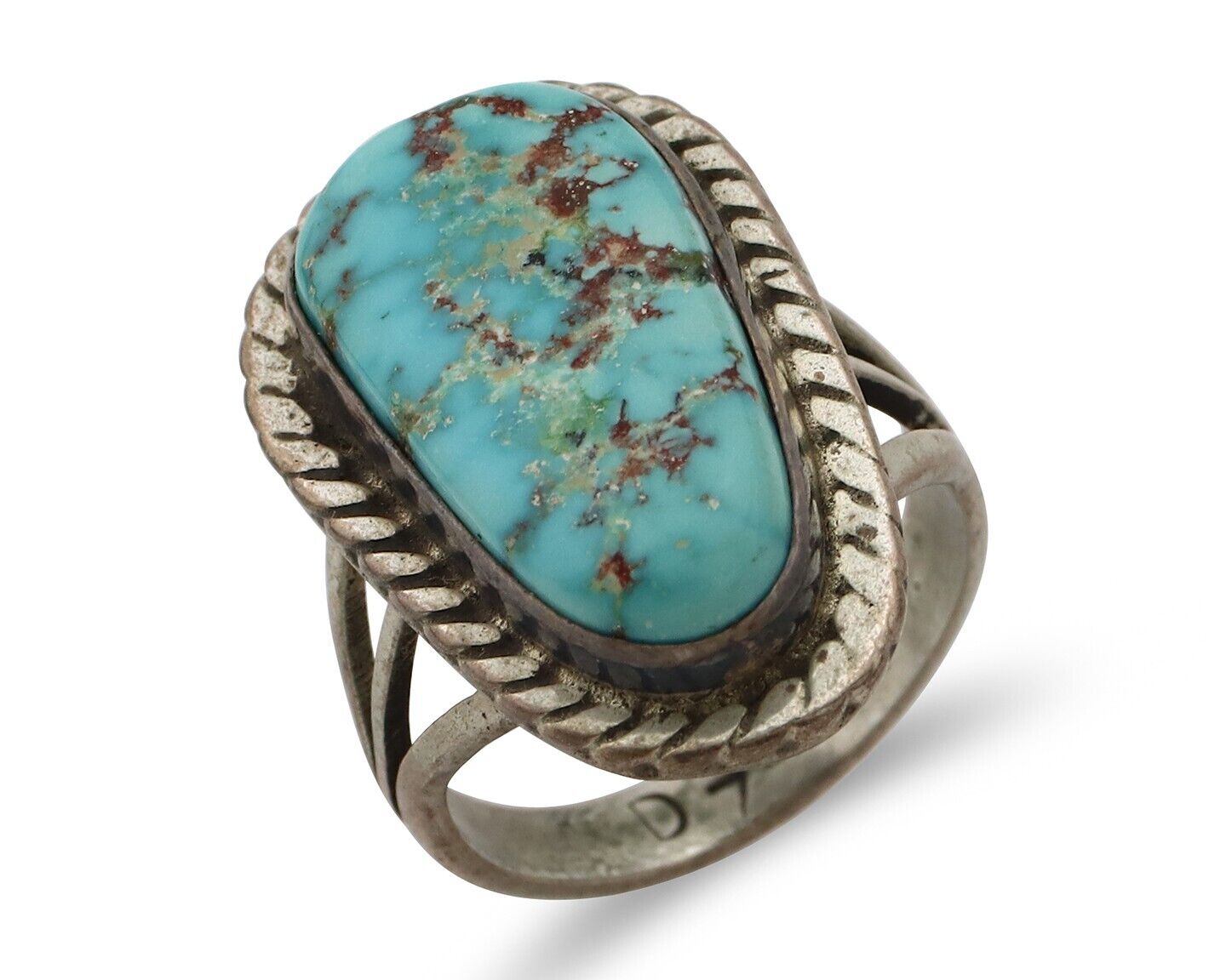 Navajo Ring .925 Silver Blue Turquoise Artist Signed Doug Zachary C.80's
