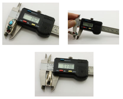 Navajo Ring 925 Silver Turquoise & Coral Natural American Artist C.80's