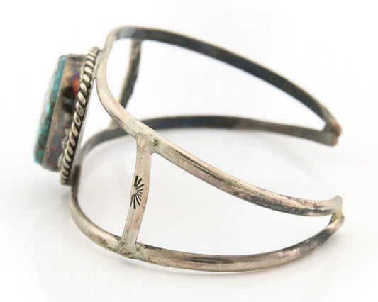 Navajo Cuff Bracelet Sterling Silver Turquoise Native American Artist