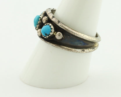 Zuni Ring .925 Silver Natural Sleeping Beauty Turquoise Signed MZR C.80's