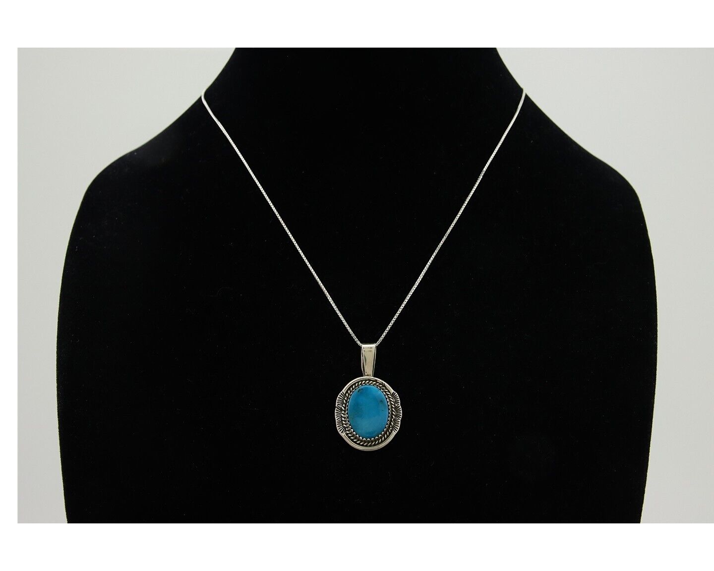 Navajo Necklace 925 Silver Natural Blue Turquoise Artist Signed Mike Begay C.80s
