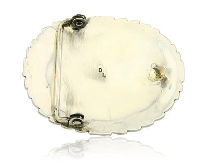 Navajo Belt Buckle 925 Sterling Silver Artist Signed DL 2.25 x 2.8 in C.80's