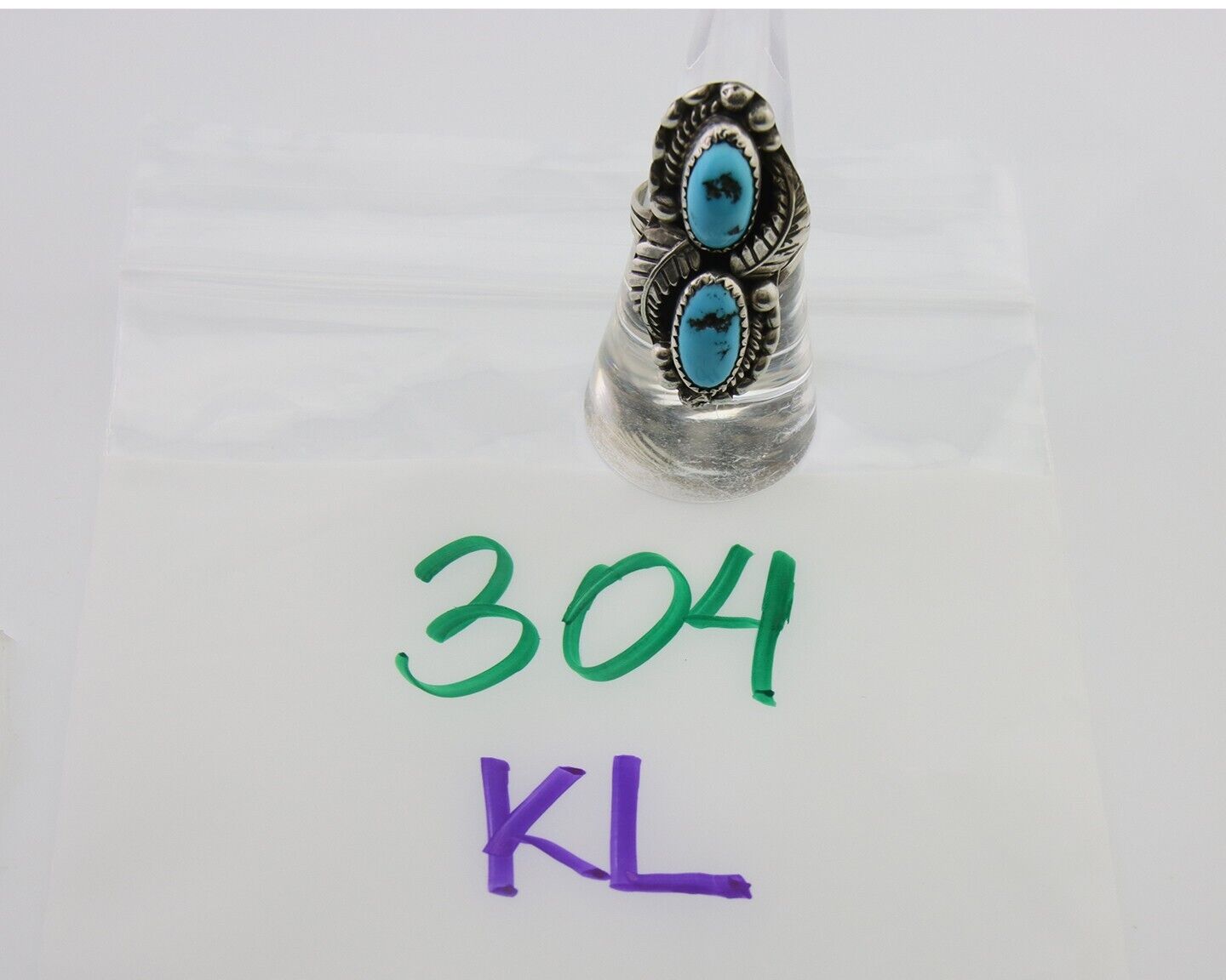 Navajo Ring 925 Silver Natural Blue Turquoise Native Artist Signed SC C.80's