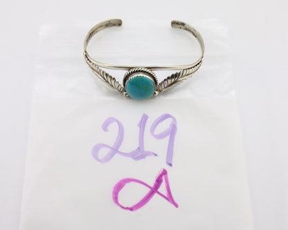 Navajo Bracelet 925 Silver Natural Blue Turquoise Native American Artist C.80's