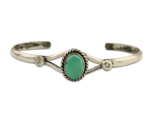 Navajo Cuff Bracelet 925 Silver Turquoise Native American Artist Handmade C.80's