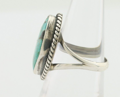 Navajo Ring 925 Silver Blue Gem Turquoise Artist Signed Rabbit Stick C.80's