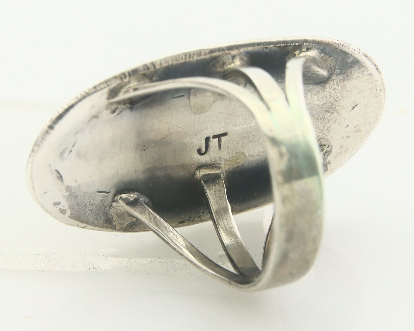 Navajo Ring 925 Sterling Turquoise Handmade Signed Jack Tom C.80's Size 7.75