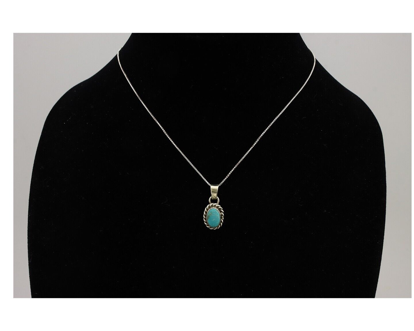 Navajo Necklace 925 Silver Natural Kingman Turquoise Native Artist C.2008