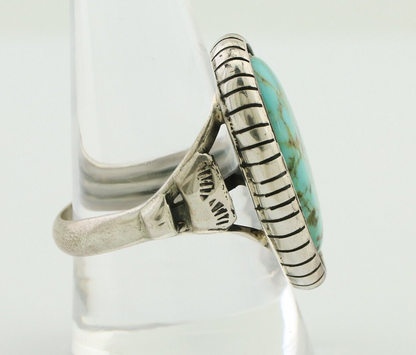 Navajo Handmade Ring 925 Silver Spiderweb Turquoise Signed M Montoya C.80's