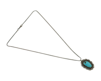 Navajo Pendant 925 Silver Natural Turquoise Signed Wayne Etsitty C.90s