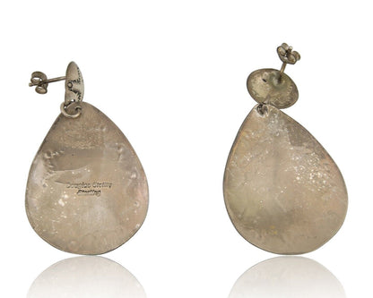 Navajo Handmade Earrings 925 Silver Onyx Artist Douglas Etsitty C.80's