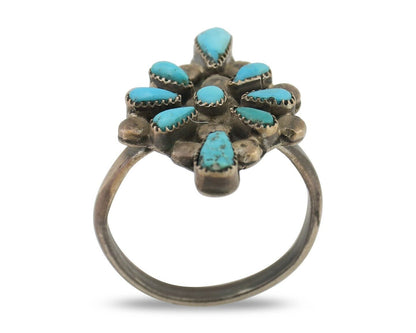 Vintage Handmade Navajo Ring Turquoise 925 Silver Size 7.25 C.80's