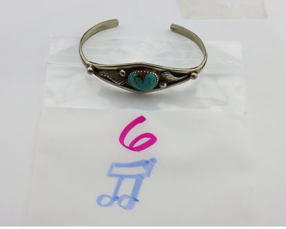 Navajo Bracelet 925 Silver Kingman Turquoise Native American Artist C.80's