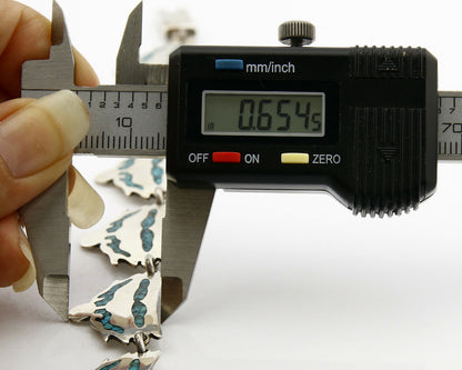 Mexican Artist TM .925 Silver Blue Turquoise Chip Inlay Bracelet