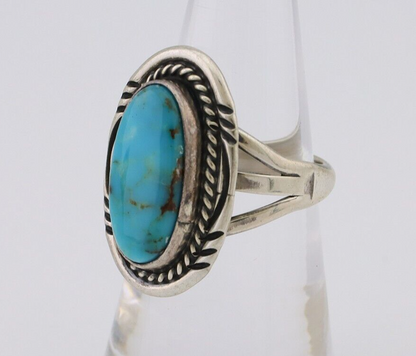 Navajo Ring 925 Silver Natural Blue Turquoise Artist Signed M BEGAY C.80's