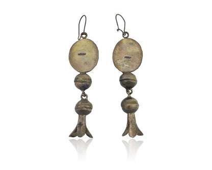 Navajo Dangle Squash Earrings 925 Silver Natural Turquoise Native Artist C.80's