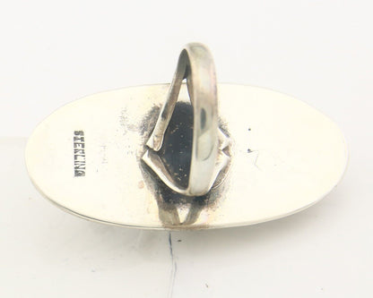 Navajo Ring 925 Sterling Turquoise Handmade Native Artist C.80's Size 5.75