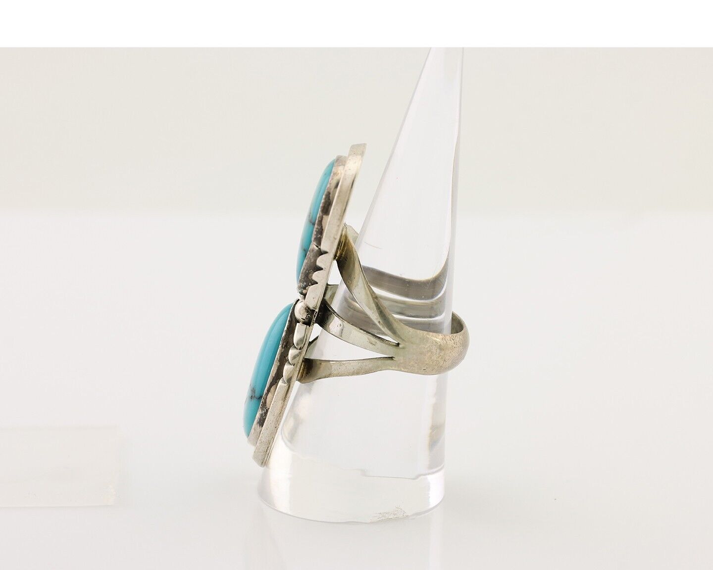 Navajo Handmade Ring 925 Silver Natural Tuquoise Artist Signed RD C.80's