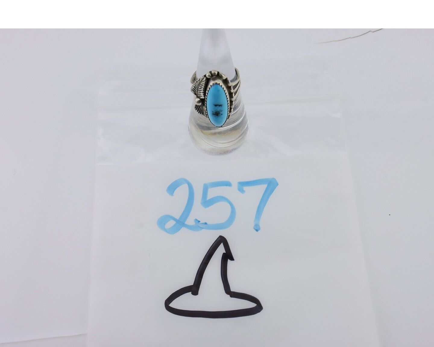 Navajo Ring 925 Silver Sleeping Beauty Turquoise Artist Signed SC C.80's