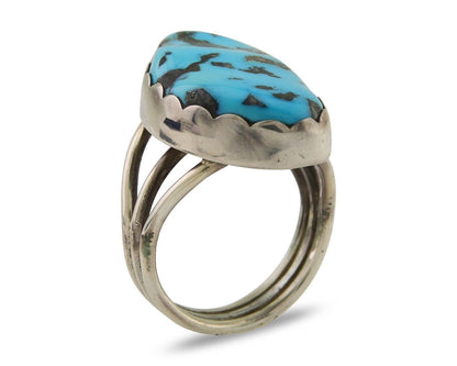 Navajo Ring 925 Sterling Silver Natural Turquoise Signed Tony Guerro C.80's