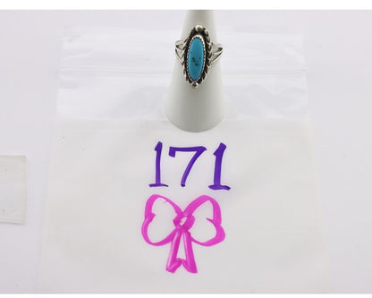Navajo Ring .925 Silver Sleeping Beauty Turquoise Signed SkyStone Creations C80s
