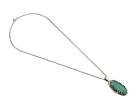 Navajo Necklace 925 Silver Natural Turquoise Artist Signed Mike Begay C.80's