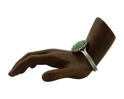 Navajo Bracelet 925 Silver Natural Turquoise Artist Signed L Platero C.80's