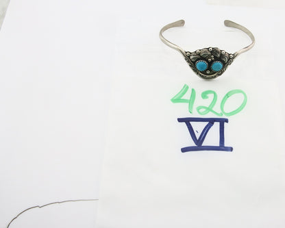 Vintage Navajo Bracelet 925 Silver Turquoise Tranditional Handmade Signed RB