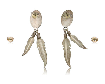 Navajo Handmade Earrings 925 Silver Blue Turquoise Native Artist C.80s