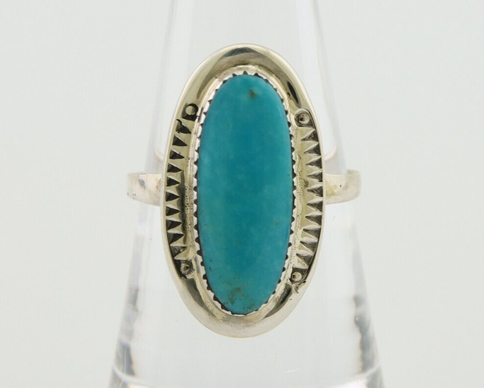 Navajo Ring 925 Silver Blue Turquoise Artist Signed CS C.80's