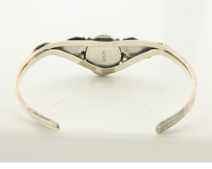 Navajo Cuff Bracelet Sterling Silver Natural Malachite Vintage Signed SN