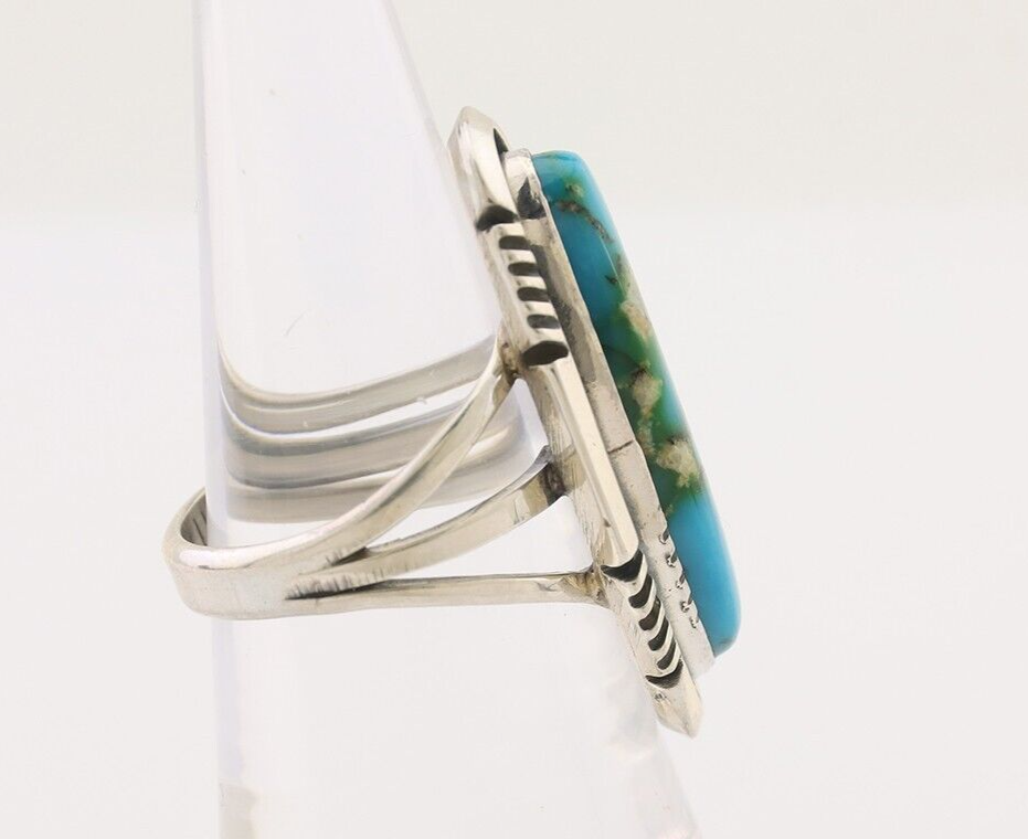 Navajo Ring 925 Silver Natural Blue Turquoise Signed USA C.80's