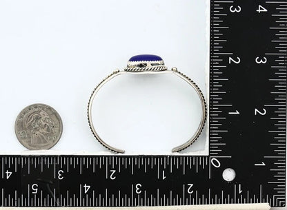 Navajo Cuff Bracelet Sterling Silver Lapis Vintage Signed Yazzie C.80's