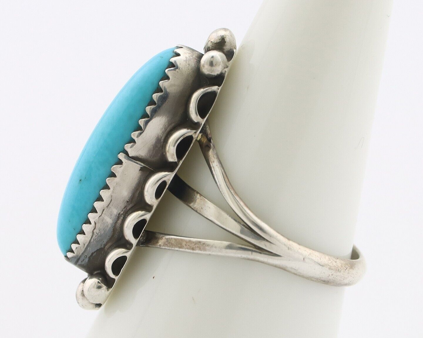 Navajo Ring .925 Silver Sleeping Beauty Turquoise Signed SkyStone Creations C80s