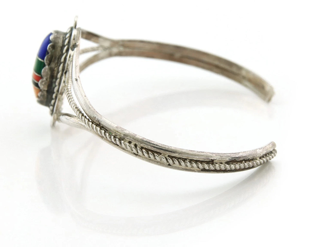 Navajo Cuff Bracelet 925 Sterling Silver Natural Gemstones Vintage