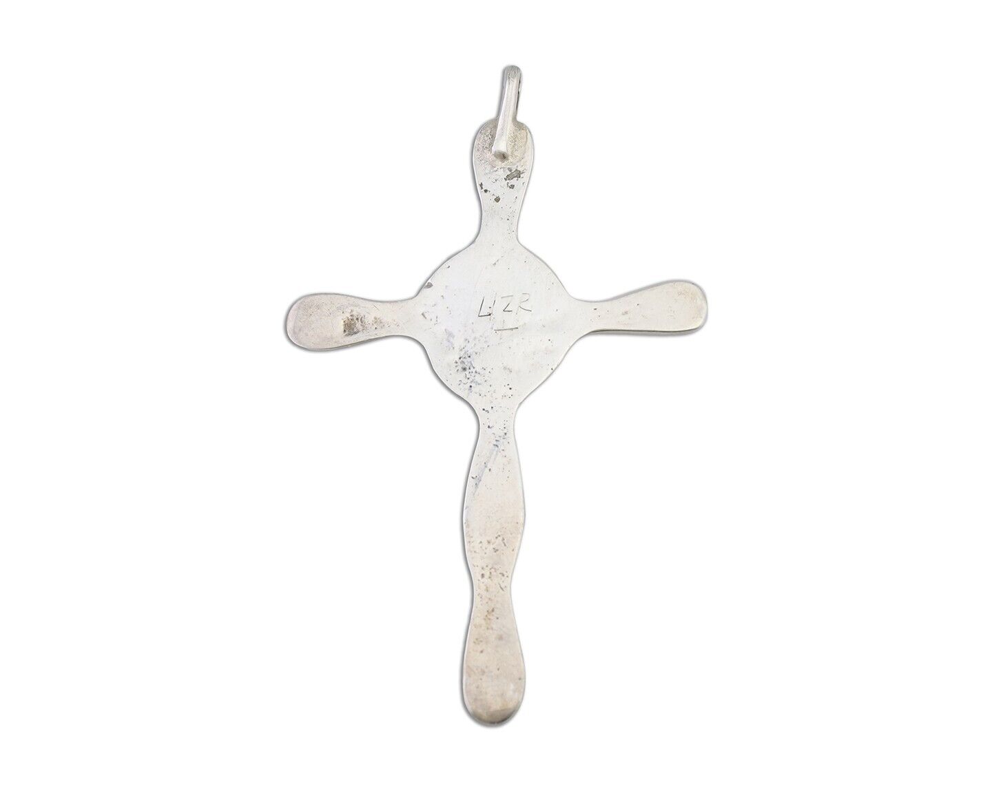 Navajo Cross Pendant 925 Silver Turquoise Hand Stamped Native American C.80's