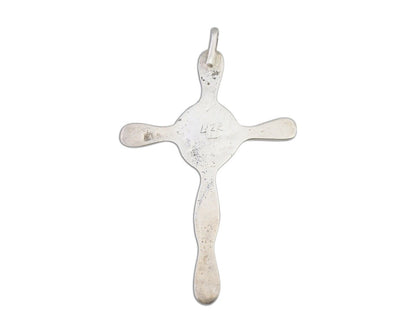 Navajo Cross Pendant 925 Silver Turquoise Hand Stamped Native American C.80's