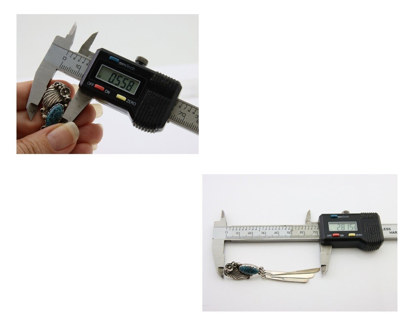 Navajo Dangle Earrings 925 Silver Natural Blue Turquoise Artist Signed M.S. C80s