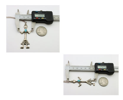 Navajo Turquoise Necklace 925 Silver Sand Cast Dancer C.80's