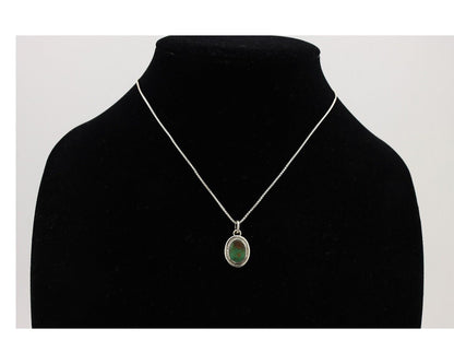 Navajo Necklace 925 Silver Natural Kingman Turquoise Native Artist C.2008