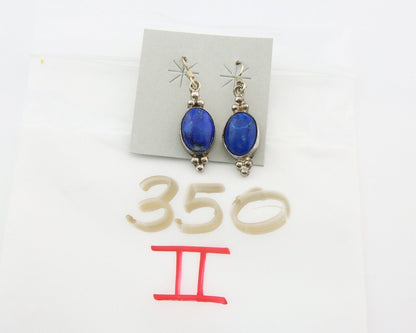 Navajo Earrings 925 Silver Natural Lapis Native American Artist C.80's