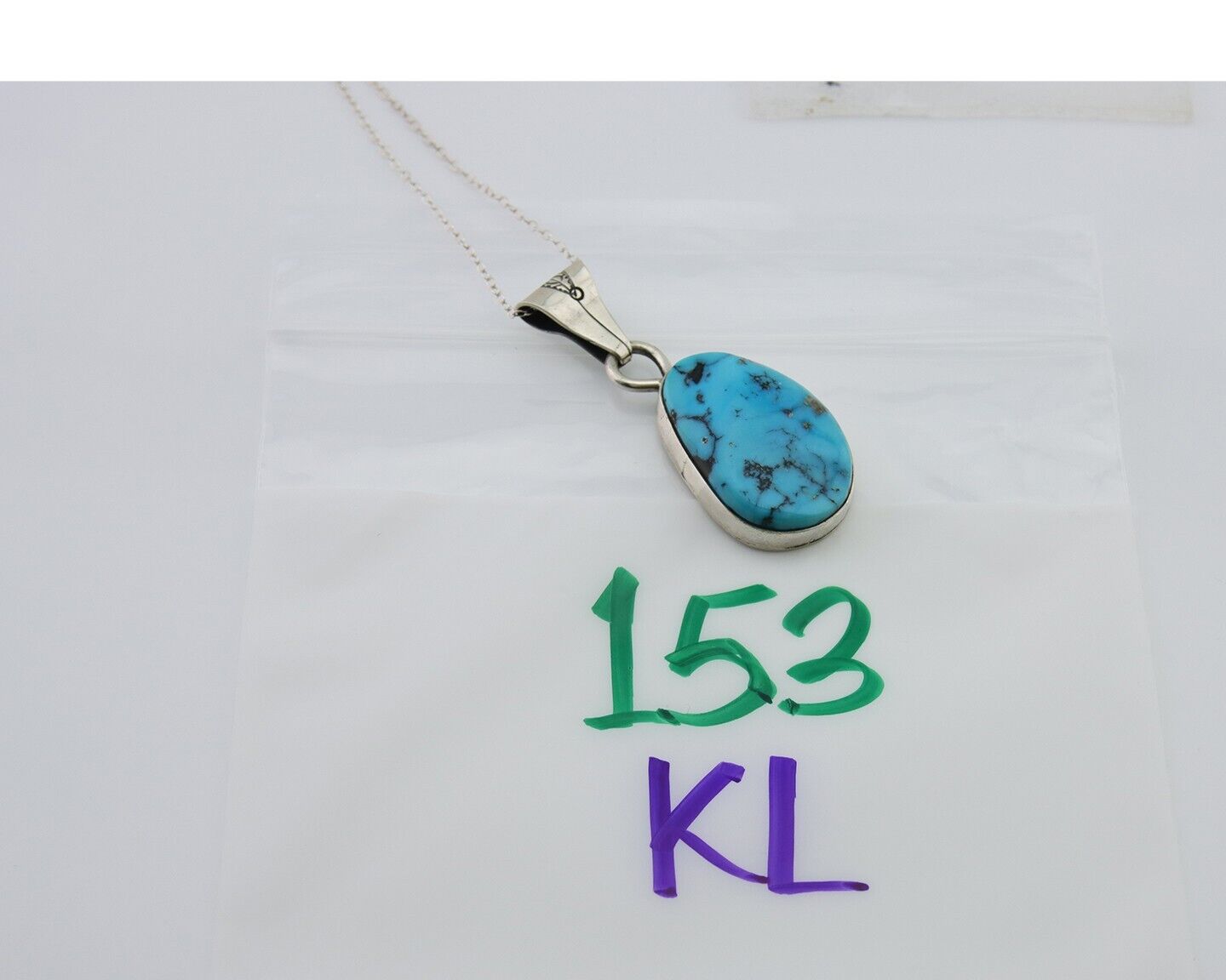 Navajo Necklace 925 Silver Blue Turquoise Artist Signed Tony Guerro C.80's